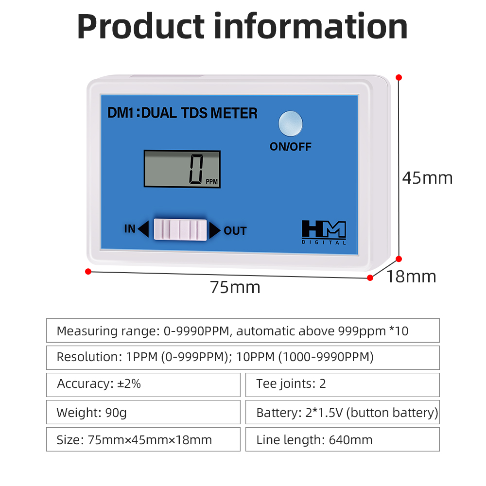DM1 المزدوج TDS جهاز اختبار جو - مراجعة Ph Meter Digital Water Tester وسعره